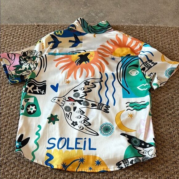 Joie White and Green Artistic Blouse - Picture 5 of 9